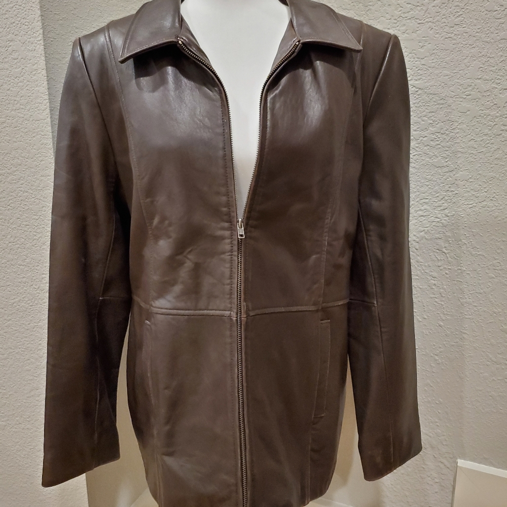 Alfani Outerwear Brown Leather Jacket